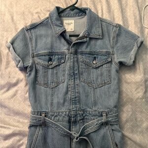 Abercrombie & Fitch Light Blue Denim Jumpsuit